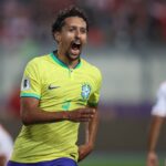 Marquinhos comemora seu gol contra o Peru. Foto: Vítor Silva - CBF / Reprodução X